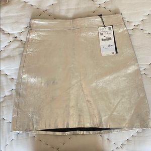 Zara woman leather metallic skirt